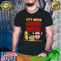 Let's Watch Horror Movies Hotdog Burger Lover T-s Guys V Neck