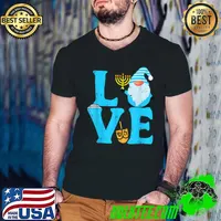 Love Jewish Gnome Hanukkah Pajamas Chanukah Mens Womens T-Shirt Guys V Neck