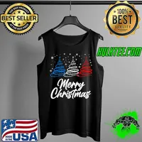 Merry Christmas 2021 Patriotic USA Red Blue White Xmas Girls T-Shirt Tank Top