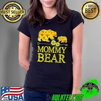 Mommy Bear Sunflower Xmas Matching Family Christmas Pajamas T-s Ladies Tee