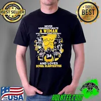 Never Underestimate A Woman Who Understands Football And Loves Lowa Hawkeyes Signatures Shirt Unisex