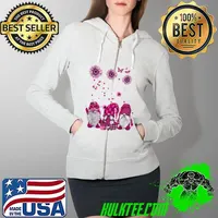 Nice faith Hope Love Gnome Ribbon Breast Cancer Awareness Flower T-Shirt Full Zip Hooded