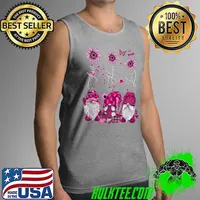 Nice faith Hope Love Gnome Ribbon Breast Cancer Awareness Flower T-Shirt Tank Top