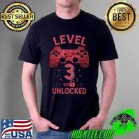 Nice level 3 Unlocked Tee Video Gamer 3rd Birthday Gift T-Shirt Unisex