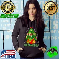Nice The Gamer Elf Funny Christmas Boys Kids Teen Gaming Xmas T Shirt Hoodie