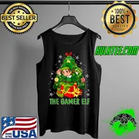 Nice The Gamer Elf Funny Christmas Boys Kids Teen Gaming Xmas T Shirt Tank Top