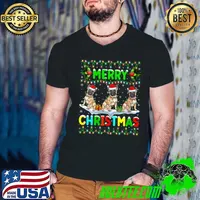 Nice Xmas Lighting Santa Hat Merry Christmas French Bulldog T- Guys V Neck