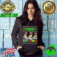 Nice Xmas Lighting Santa Hat Merry Christmas French Bulldog T-shirt