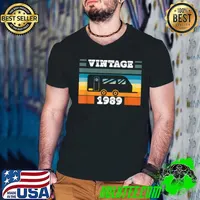 Official Camping RV Camper Vintage born 1989 Birthday Trailer Caravan T Shirt Guys V Neck