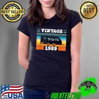 Official Camping RV Camper Vintage born 1989 Birthday Trailer Caravan T Shirt Ladies Tee