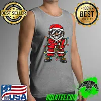 Official christmas Black African American Santa Claus Pajama Shirt T-Shirt Tank Top