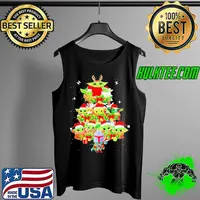 Official Colorful Baby Yoda And The Mandalorian Merry Christmas Tree Gift Shirt Tank Top