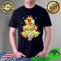 Official Colorful Baby Yoda And The Mandalorian Merry Christmas Tree Gift Shirt Unisex