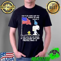 Official Cute Snoopy And Woodstock Our Flag Does Not Fly Because The Wind Moves It Los Angeles Dodgers Shirt Unisex