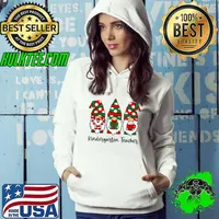 Official Gnomes Kindergarten Teacher Funny Christmas Teacher Santa Premium T-Shirt Hoodie