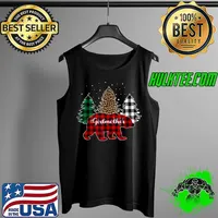 Official Godmother Bear Buffalo Plaid Matching Family Christmas T Shirt Tank Top
