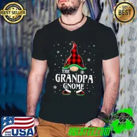 Official Grandpa Gnome Buffalo Plaid Matching Family Christmas Pajama T Shirt