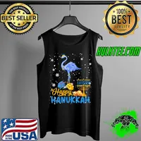 Official Happy Hanukkah Cute Hanukkah Flamingo Menorah Jewish Proud T- Tank Top