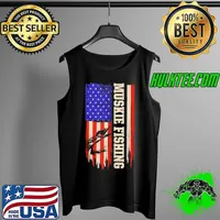 Official muskie Fishing Muskellunge Fisherman American flag T-s Tank Top