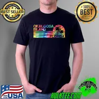 Official okaloosa Island Florida Tie Dye Vintage Inspired Striped T-s Unisex