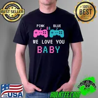 Official Pink or Blue We Love You Baby-Baby Showers Gender Reveal T- Unisex