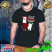 Official red Plaid Llama Lover Girl Women This Is My Christmas Pajama T-s Guys V Neck