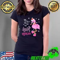 Official Santa Flamingo Fa La La La La Mingo Christmas Shirt Ladies Tee