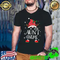Original Aunt Gnome Reindeer Christmas Cute Gnome Family Ugly Xmas T Shirt Guys V Neck