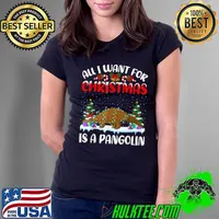 Original Funny Santa Hat All I Want For Christmas Is A Pangolin T Shirt Ladies Tee
