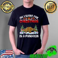 Original Funny Santa Hat All I Want For Christmas Is A Pangolin T Shirt Unisex