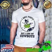 Original I Hate People But I Love Cowboy Dallas Grinch Football Merry Christmas Guys V Neck