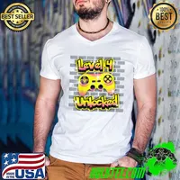 Original kids 4 Year Old 4th Video Gamer Gaming Birthday Party Boys Girls T-Shirt Guys V Neck