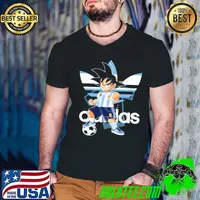 Premium 2018 World Cup Argentina Team Goku Dragon Ball x Adidas Shirt Guys V Neck