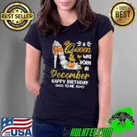 Premium A Queen Was Born In December Happy Birthday To Me Cute Shoes T Shirt Ladies Tee