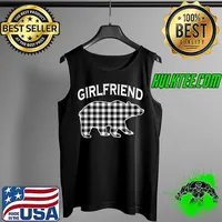 Premium Black And White Buffalo Plaid Girlfriend Bear Christmas T Shirt Tank Top
