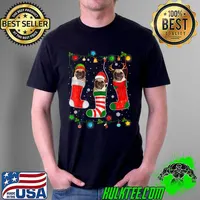 Premium Christmas Pajama Lights Pug Dog Puppy Lover T Shirt Unisex
