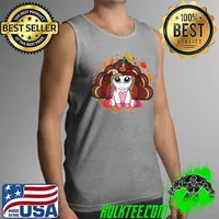 Premium cute Thanksgiving Shirt Girls Kids Toddler Turkey Unicorn T-Shirt Tank Top