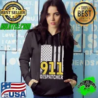 Premium dispatcher 911 American Flag Responder Patriotic Yellow Line T-Shirt