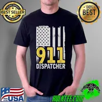 Premium dispatcher 911 American Flag Responder Patriotic Yellow Line T-Shirt Unisex