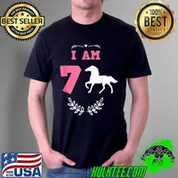 Premium Funny horse lover tee I’m 7 , 7th Birthday Horse Lovers Kid T Shirt Unisex