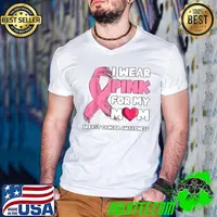 Premium i Wear Pink For My Mom Pink Ribbon Breast Cancer Awareness T-Shirt