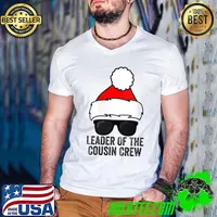 Premium Leader of the Cousin Crew Christmas Family 2021 T- Guys V Neck