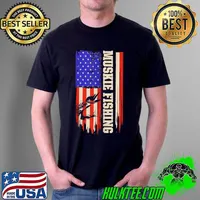Premium muskie Fishing Muskellunge Fisherman American flag T-s Unisex