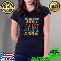 Premium turkey Lover and Football Lover Agenda for Thanksgiving Premium T-Shirt Ladies Tee