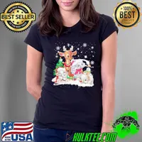 Snow Elephant Happy Moment Christmas Shirt Ladies Tee