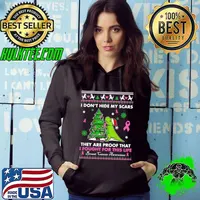 T Rex I Don't Hide My Scars They Are Proof That I Fought For This Life Breast Cancer Awareness Christmas Shirt Hoodie