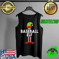 Top Baseball Elf Matching Family Christmas Pajama Kid Boys Mom T-Shirt Tank Top
