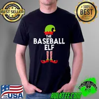 Top Baseball Elf Matching Family Christmas Pajama Kid Boys Mom T-Shirt Unisex