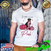 Top breast Cancer Awareness Rottweiler Pumpkin In October We Wear Pink Shirt