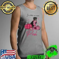 Top breast Cancer Awareness Rottweiler Pumpkin In October We Wear Pink Shirt Tank Top